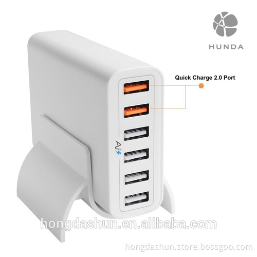 universal quick charger 60W 6 port usb charger adapter QC2.0 desktop charger